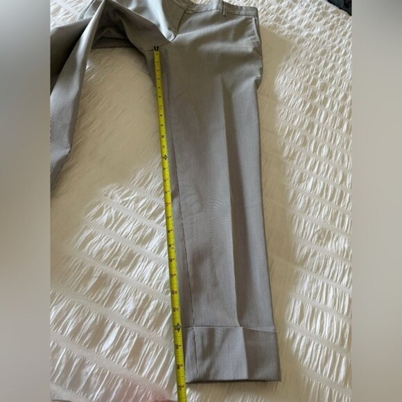 Tara Jarmon Cropped Taper Leg Pants Cuff Very Fine Blue Grey Pinstripe Office - Picture 7 of 10